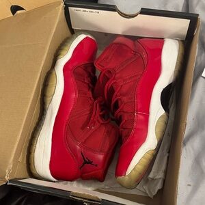 Jordan 11 Kids Red and White Sneakers
